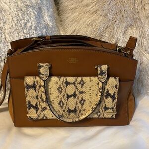 Vince Camuto Brown and Tan Satchel with Elegant Design